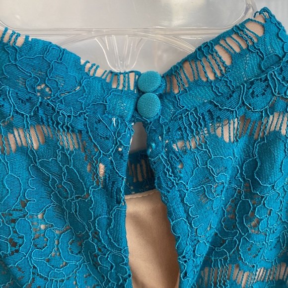 NWT LOVE FIRE Teal Lace, Lined Sleeveless Shirt Top Blouse Boho Blouse - Picture 2 of 9